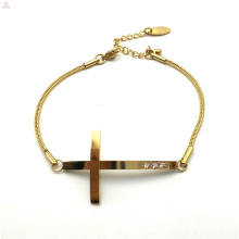 Birthday Present Stainless Steel Zircon Snake Chain Jesus Cross Bracelet
